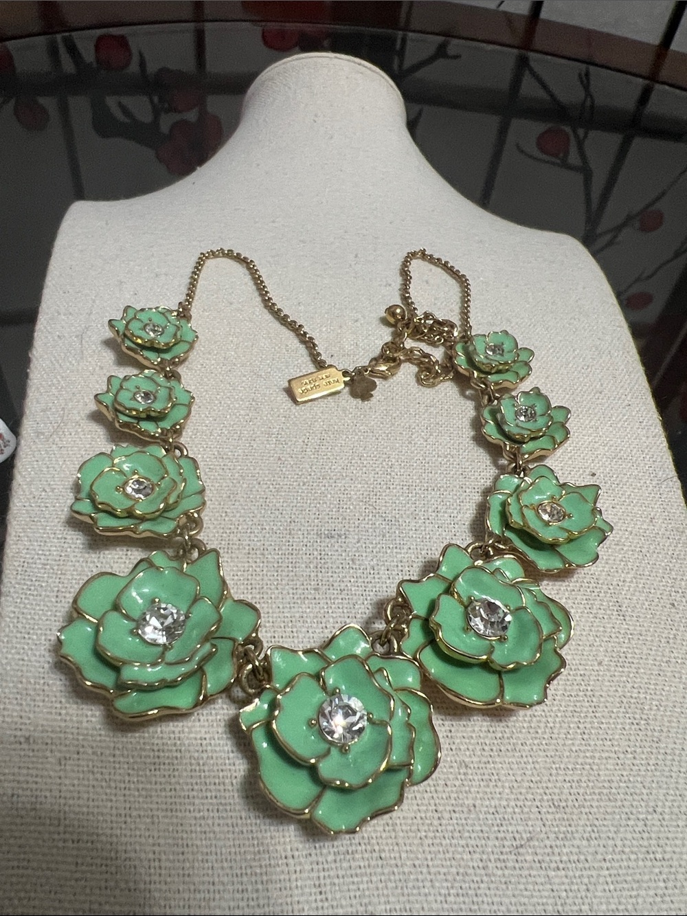 kate spade Mint Green Floral Statement Necklace - Gold Tone - Picture 6 of 6